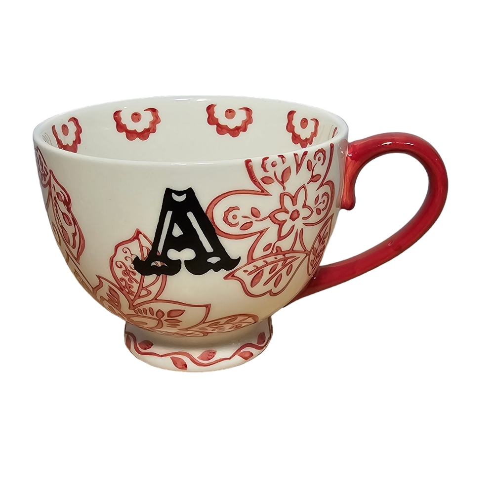 Coastline Imports Dutch Wax Monogram "A" Handpainted Footed Coffee Mug